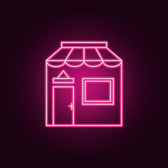 Fototapeta na wymiar shop neon icon. Elements of Real Estate set. Simple icon for websites, web design, mobile app, info graphics