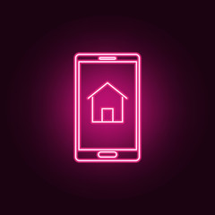 smart home design neon icon. Elements of Real Estate set. Simple icon for websites, web design, mobile app, info graphics