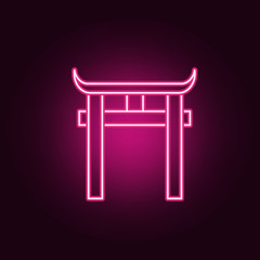 Torii neon icon. Elements of Religion set. Simple icon for websites, web design, mobile app, info graphics