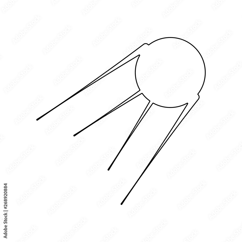 Poster first satellite icon. element of russia for mobile concept and web apps icon. outline, thin line ico