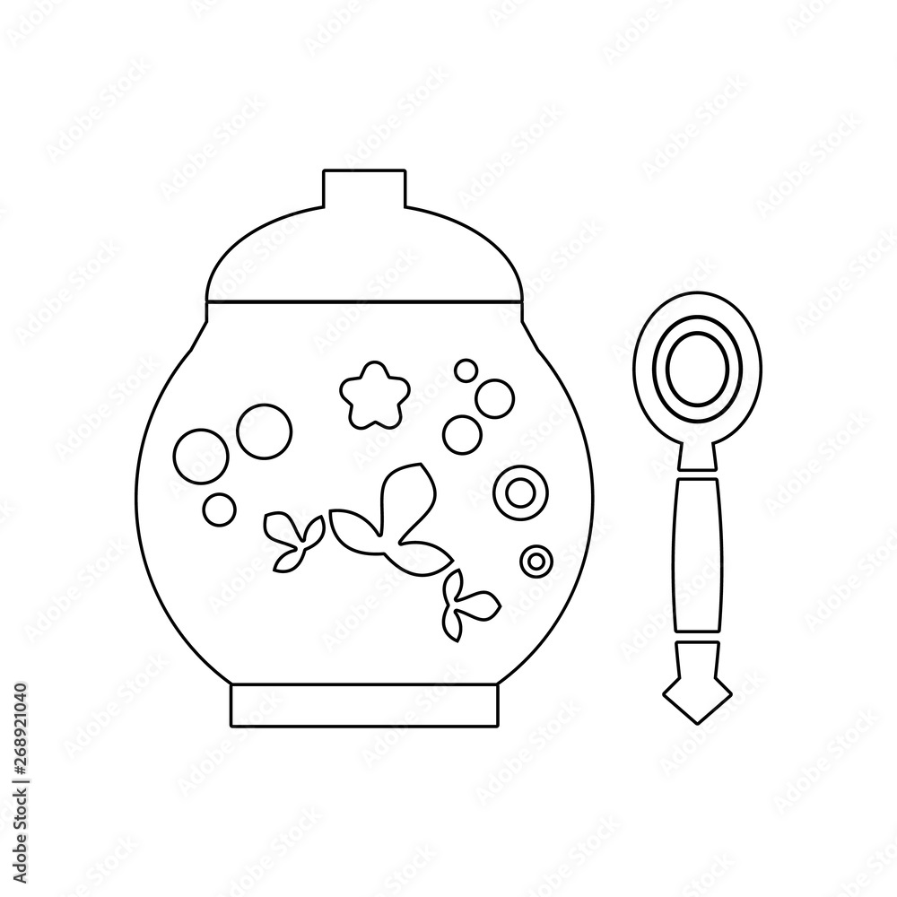 Poster honey jar with a spoon icon. element of russia for mobile concept and web apps icon. outline, thin l