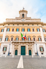 Fototapeta na wymiar Montecitorio Palace, seat of Italian Chamber of Deputies. Italian Parliament building, Rome, Italy