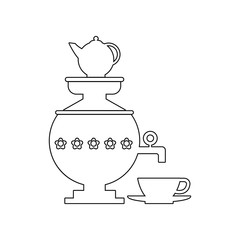 samovar with a cup of tea icon. Element of Russia for mobile concept and web apps icon. Outline, thin line icon for website design and development, app development