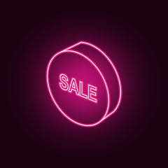 3d circle sale neon icon. Elements of Sale set. Simple icon for websites, web design, mobile app, info graphics