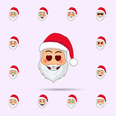 Santa Clause in eyes with hearts emoji icon. Santa claus Emoji icons universal set for web and mobile