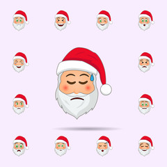 Santa Clause in sadness in a cold sweat emoji icon. Santa claus Emoji icons universal set for web and mobile