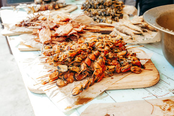 Food booth selling traditional street food