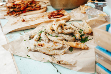 Food booth selling traditional street food
