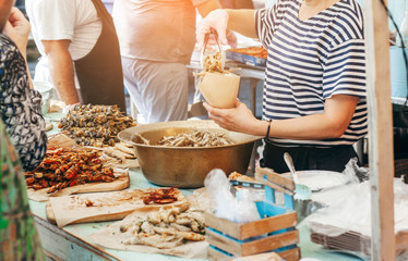 Obraz na płótnie Canvas Food booth selling traditional street food