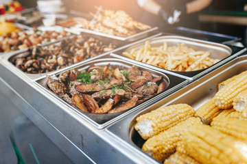 Food booth selling traditional street food