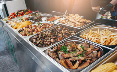 Food booth selling traditional street food