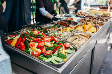 Food booth selling traditional street food