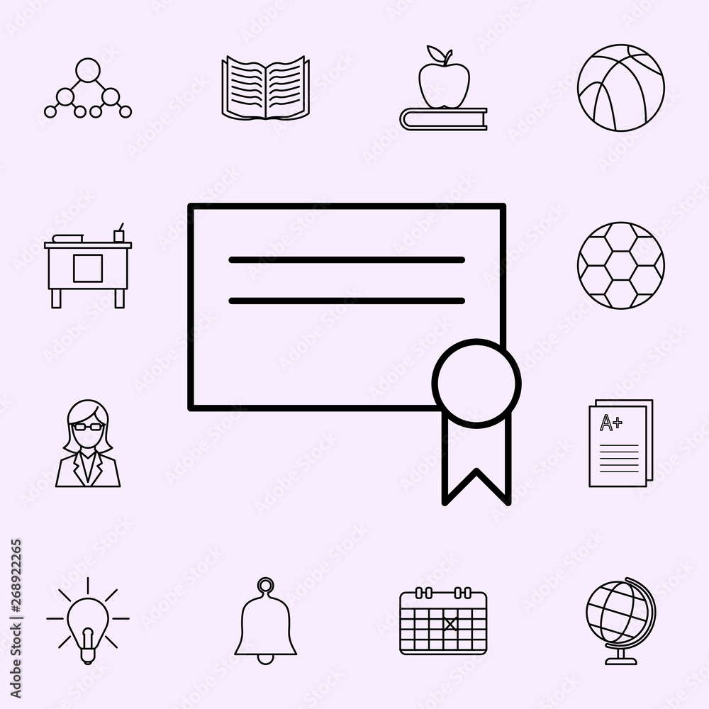 Aufkleber certificate of completion icon. school icons universal set for web and mobile