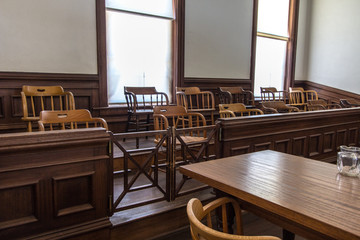 Jury box in small county courthouse.