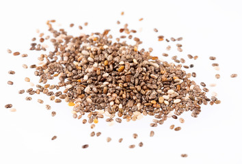 Organic chia seeds - Salvia hispanica. Space for text