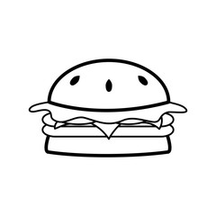 Black and white burger icon. Fast food logo.
