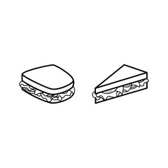 Sandwich line icon set. Fast food logo. Black and white icon.