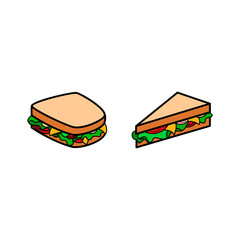 Sandwich line icon set. Fast food logo. White background.