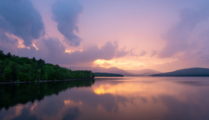 Dramatic Sunset at the Ashokan Reservoir in Upstate New York. The Ashokan Reservoir provides NYC with it's water. Hiking and eagle watching destination.