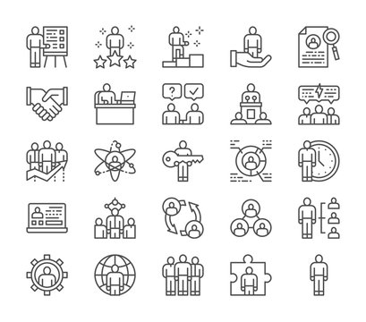 Set of Human Resources Line Icons. Employee, Freelancer, Recruitment and more.