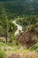 Majestic mountain river in Vancouver, Canada. View with mountain background.