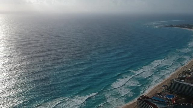 Cancun Mexico aerial view. Drone is flying