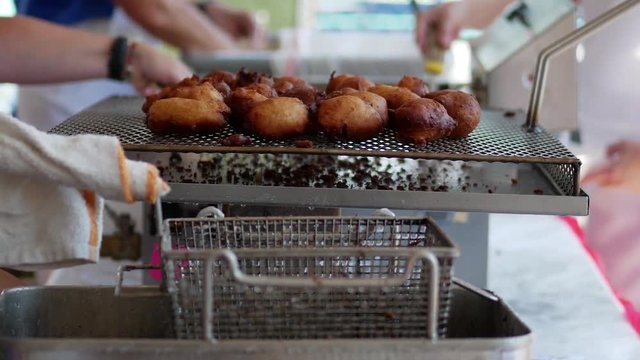 Frying Lebanese Zalabia Fritter Doughnuts