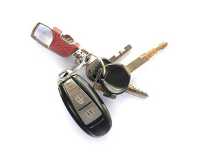 Set of old keys isolated on the white