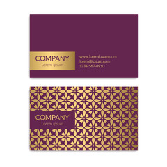 Burgundy and gold vintage business card. Luxury vector ornament template. Great for invitation, flyer, menu, brochure, postcard, background, wallpaper, decoration, packaging or any desired idea.