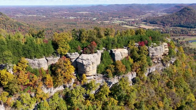 drone view over some fall colors in Kentucky