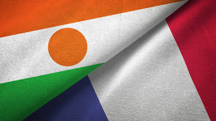 Niger and France two flags textile cloth, fabric texture