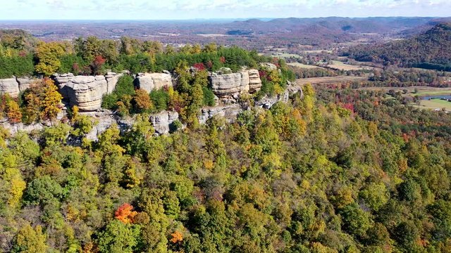 drone view over some fall colors in Kentucky