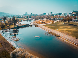 Fototapeta premium Parque Bicentenario, Vitacura, Santiago, Región Metropolitana