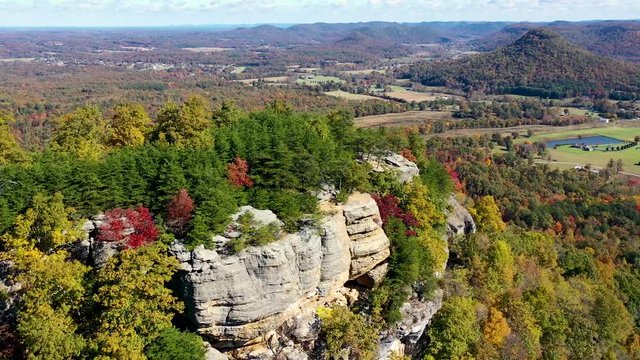 drone view over some fall colors in Kentucky