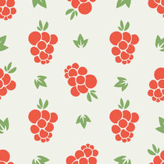 Seamless vector pattern of red raspberries