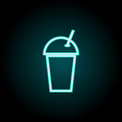 plastic beverage cup neon icon. Elements of kitchen set. Simple icon for websites, web design, mobile app, info graphics