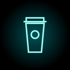 plastic cup for coffee neon icon. Elements of kitchen set. Simple icon for websites, web design, mobile app, info graphics