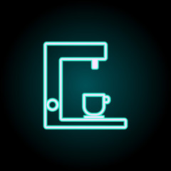 coffee machine neon icon. Elements of kitchen set. Simple icon for websites, web design, mobile app, info graphics