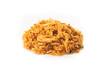 Dried Shrimp on White Background. Sun Dried Shrimp Shrunk to Small Size Use as Condiment in South East Asia Cuisines For its Umami Flavors Taste.