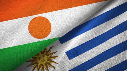 Niger and Uruguay two flags textile cloth, fabric texture