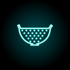 sieve neon icon. Elements of kitchen set. Simple icon for websites, web design, mobile app, info graphics