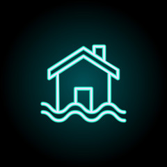 sinking house neon icon. Elements of Insurance set. Simple icon for websites, web design, mobile app, info graphics