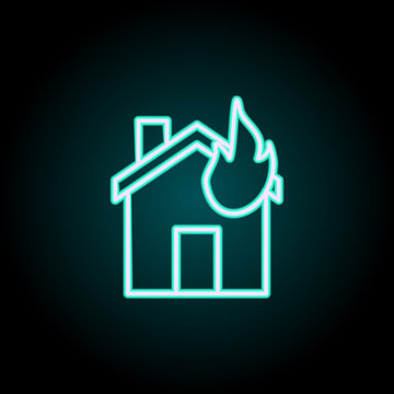 burning house neon icon. Elements of Insurance set. Simple icon for websites, web design, mobile app, info graphics