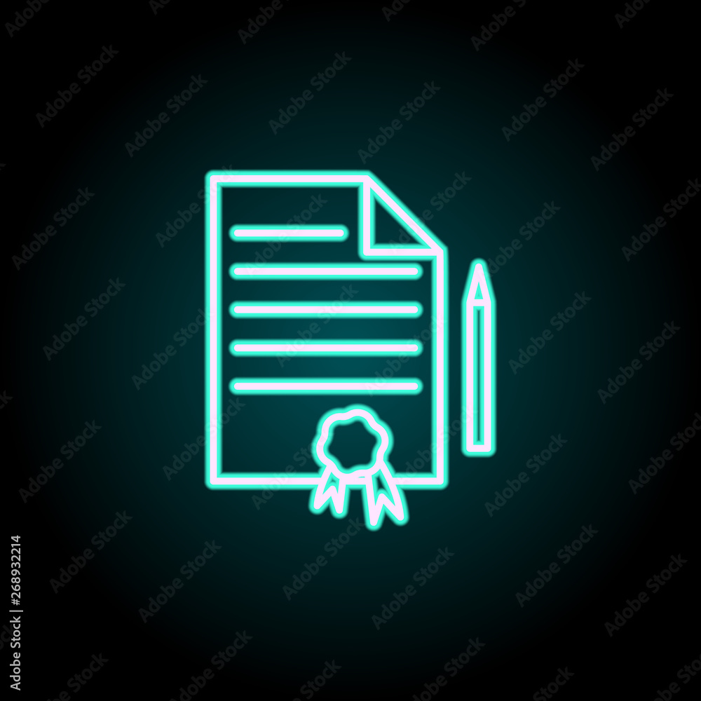 Poster contract neon icon. elements of insurance set. simple icon for websites, web design, mobile app, inf