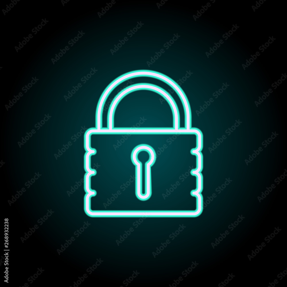 Poster lock neon icon. elements of insurance set. simple icon for websites, web design, mobile app, info gr