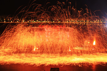 Obraz premium Molten steel in high temperature melting