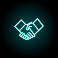 handshake neon icon. Elements of Insurance set. Simple icon for websites, web design, mobile app, info graphics