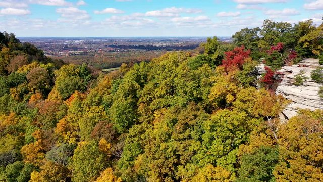drone view over some fall colors in Kentucky