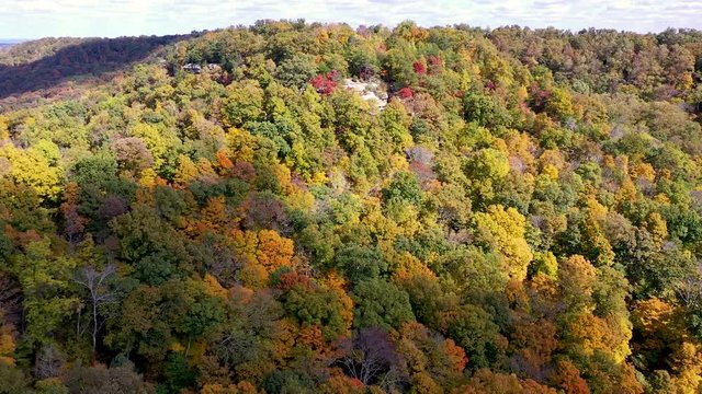 drone view over some fall colors in Kentucky