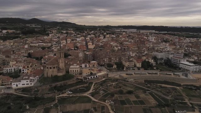 Caldes de Montbui, village of Barcelona, Spain. 4k Drone Video
